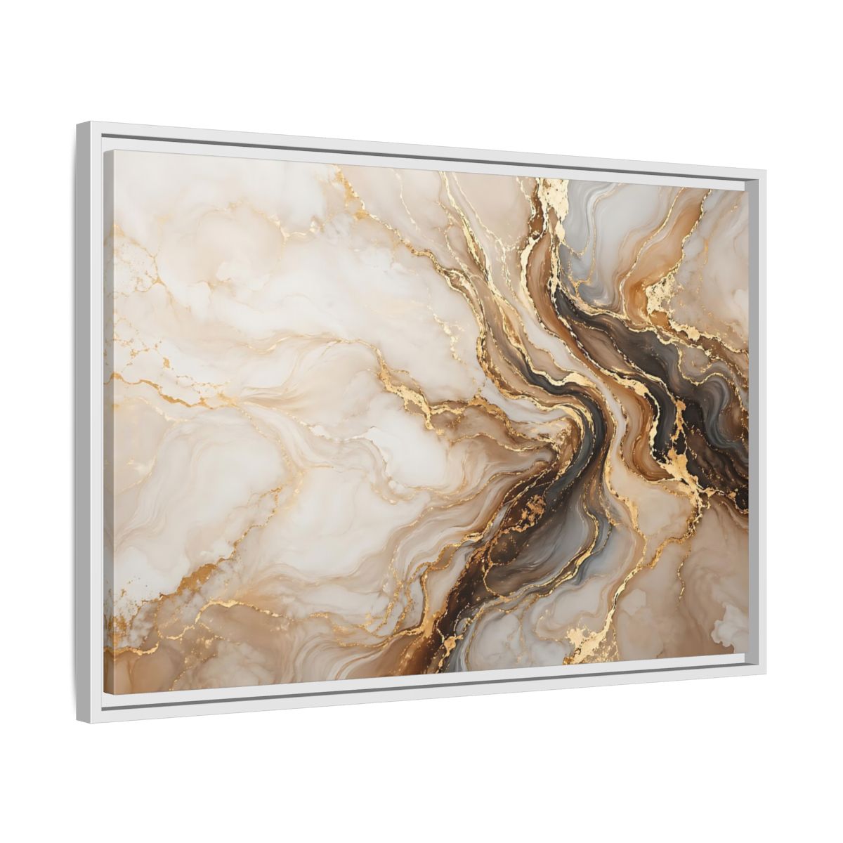 Side Mockup 10. Abstract Marble Gold Marble Abstract shown as stretched canvas wall art