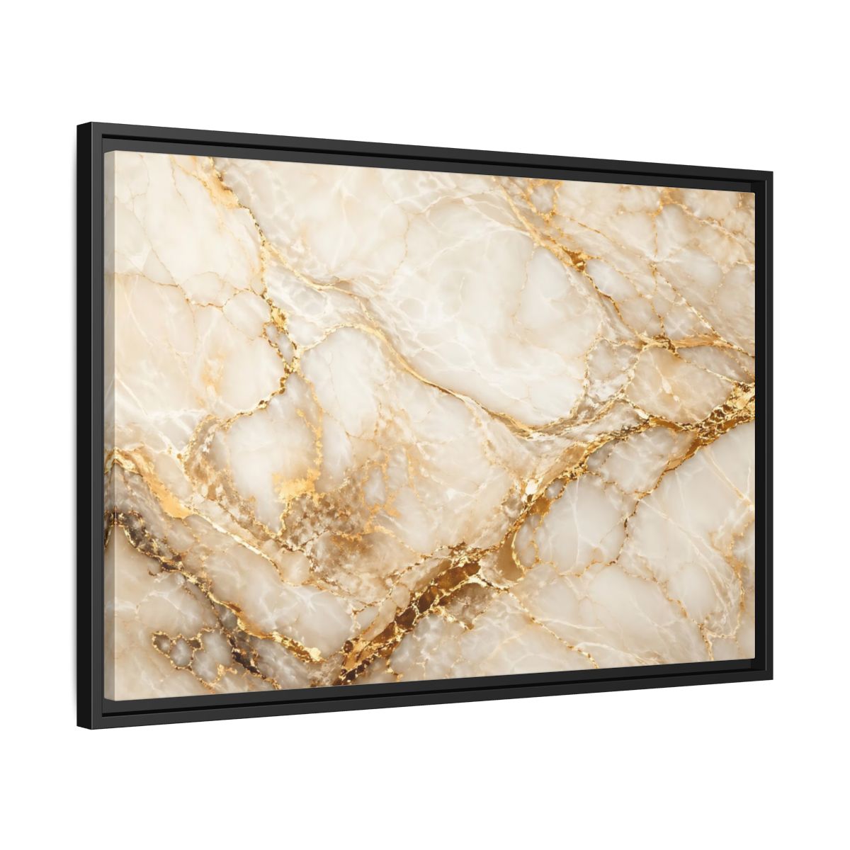 Side Mockup 14. Abstract Marble Gold Marble shown as stretched canvas wall art