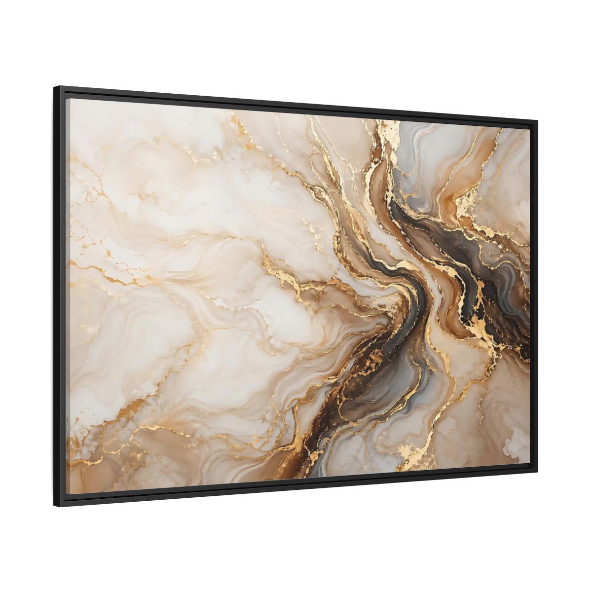 Side Mockup 12. Abstract Marble Gold Marble Abstract shown as stretched canvas wall art