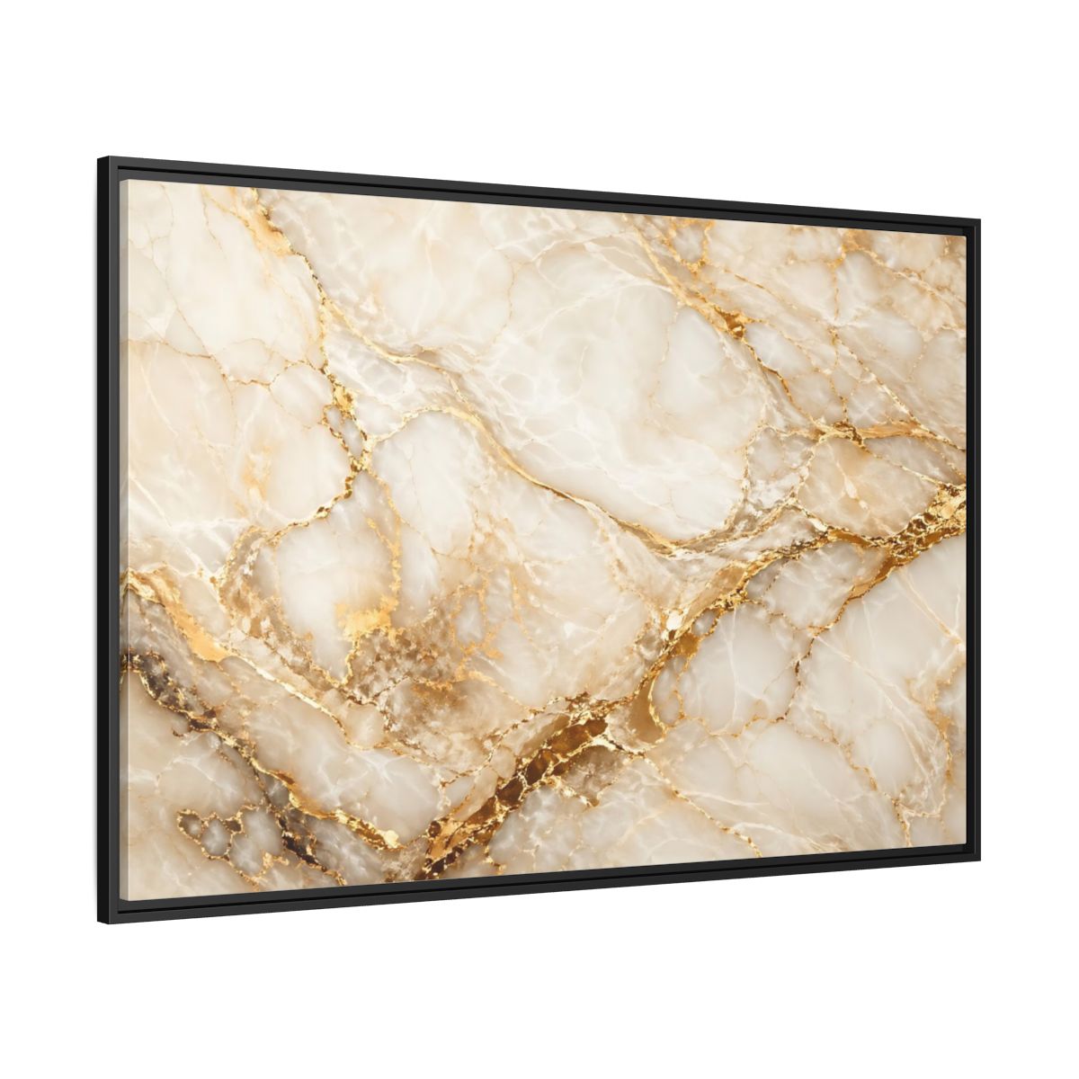 Side Mockup 12. Abstract Marble Gold Marble shown as stretched canvas wall art