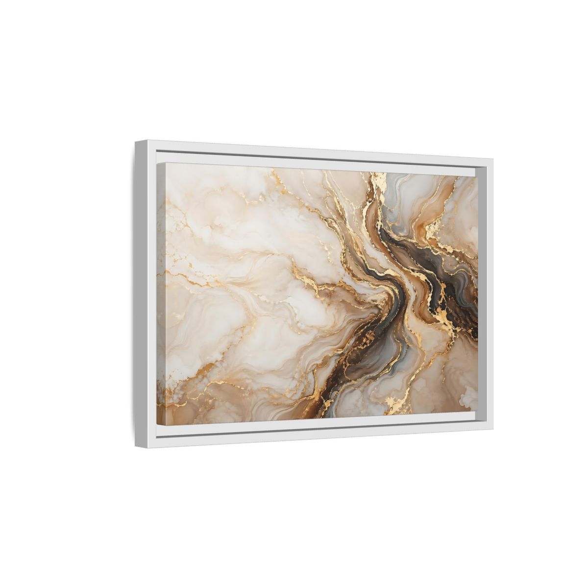 Side Mockup 4. Abstract Marble Gold Marble Abstract shown as stretched canvas wall art