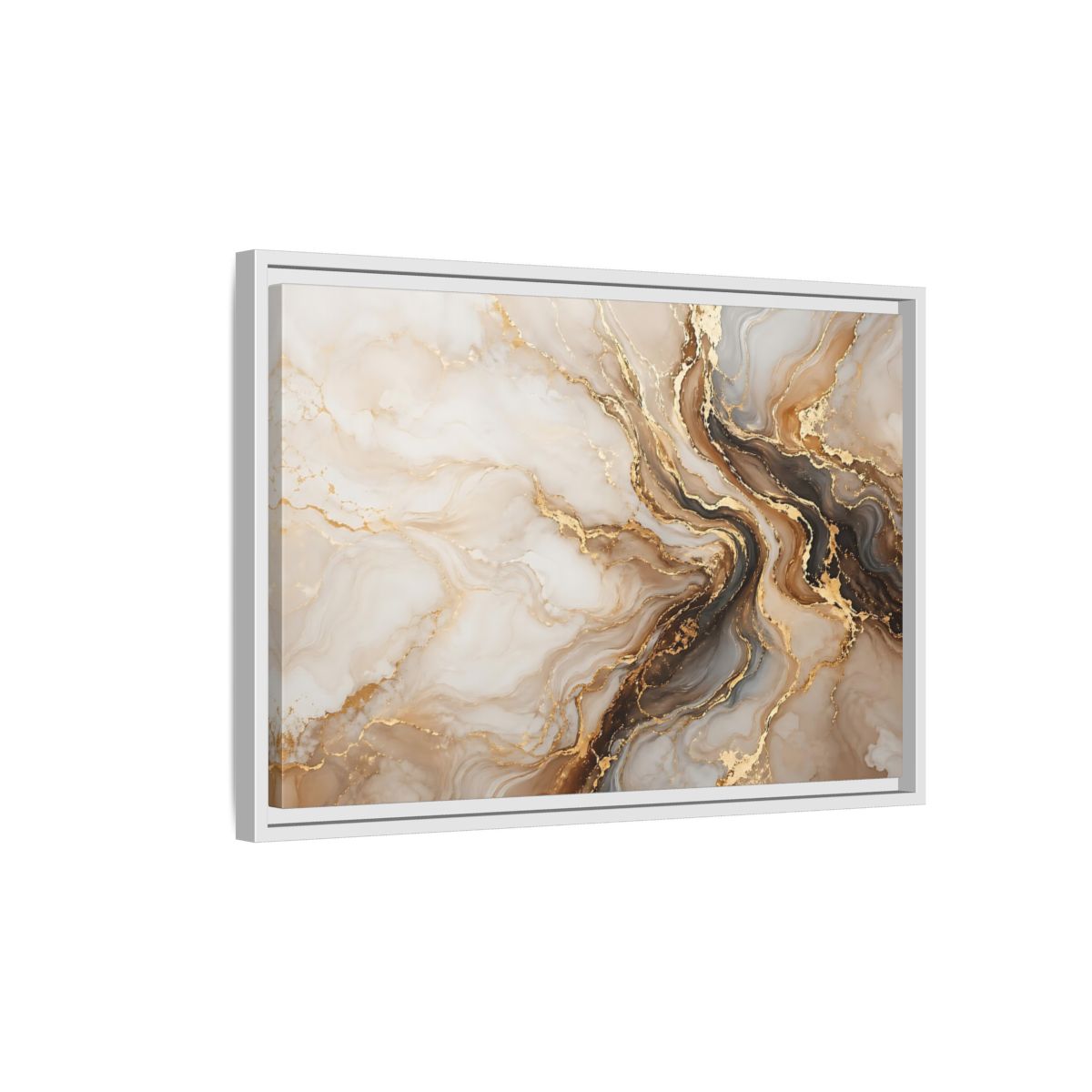 Side Mockup 1. Abstract Marble Gold Marble Abstract shown as stretched canvas wall art