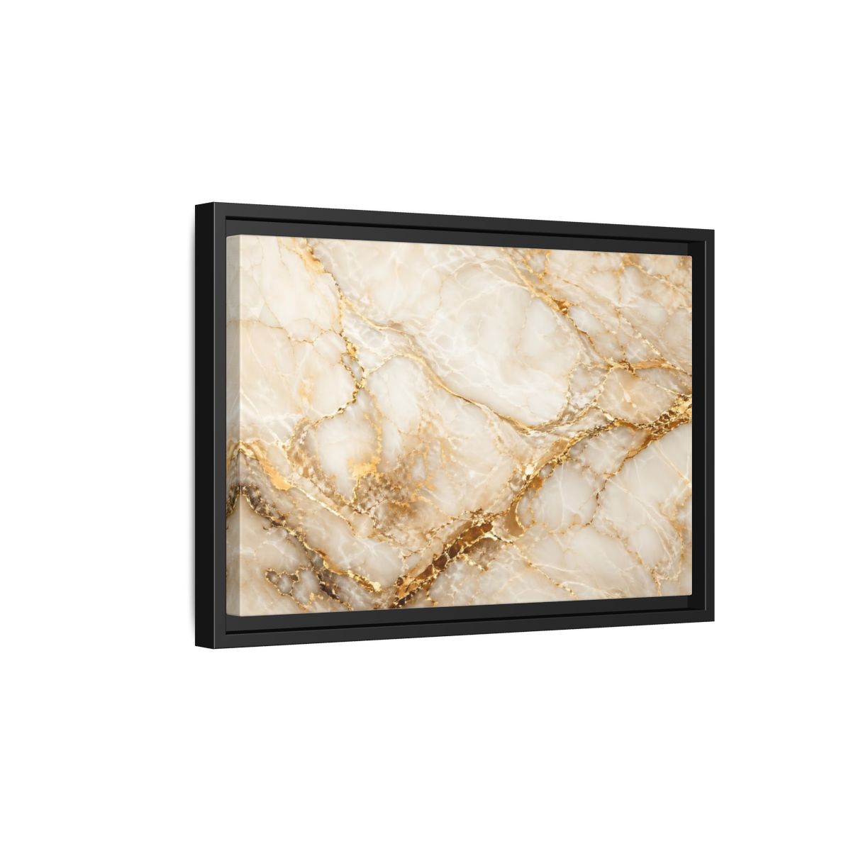 Side Mockup 6. Abstract Marble Gold Marble shown as stretched canvas wall art