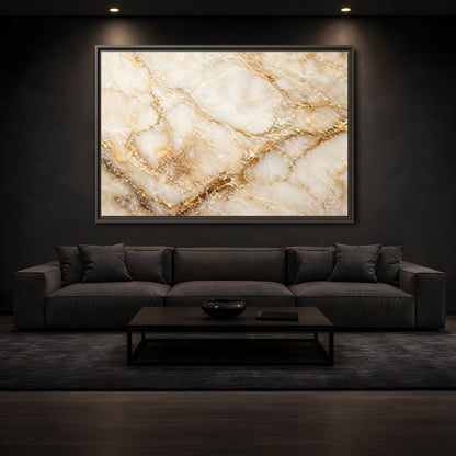 Mockup 3. Abstract Marble Gold Marble shown as stretched canvas wall art