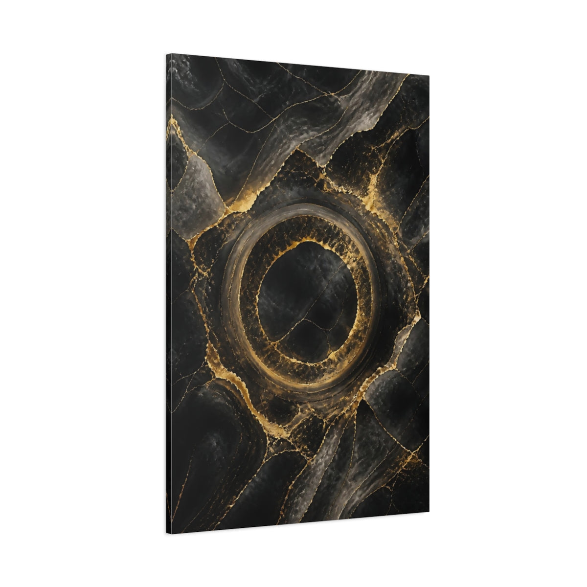 Side Mockup 1. Abstract Marble Ring shown as canvas print