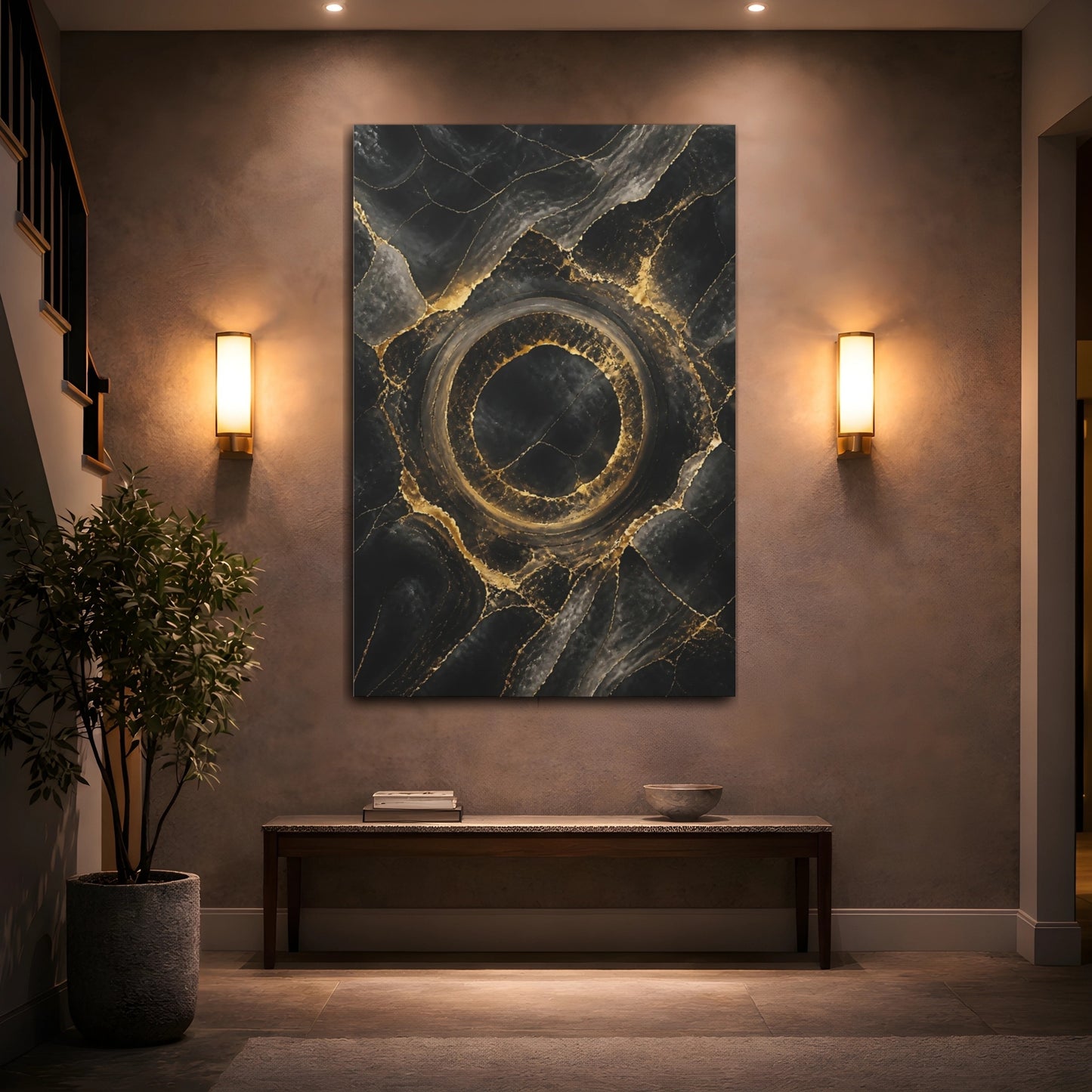 Mockup 2. Abstract Marble Ring shown as canvas print