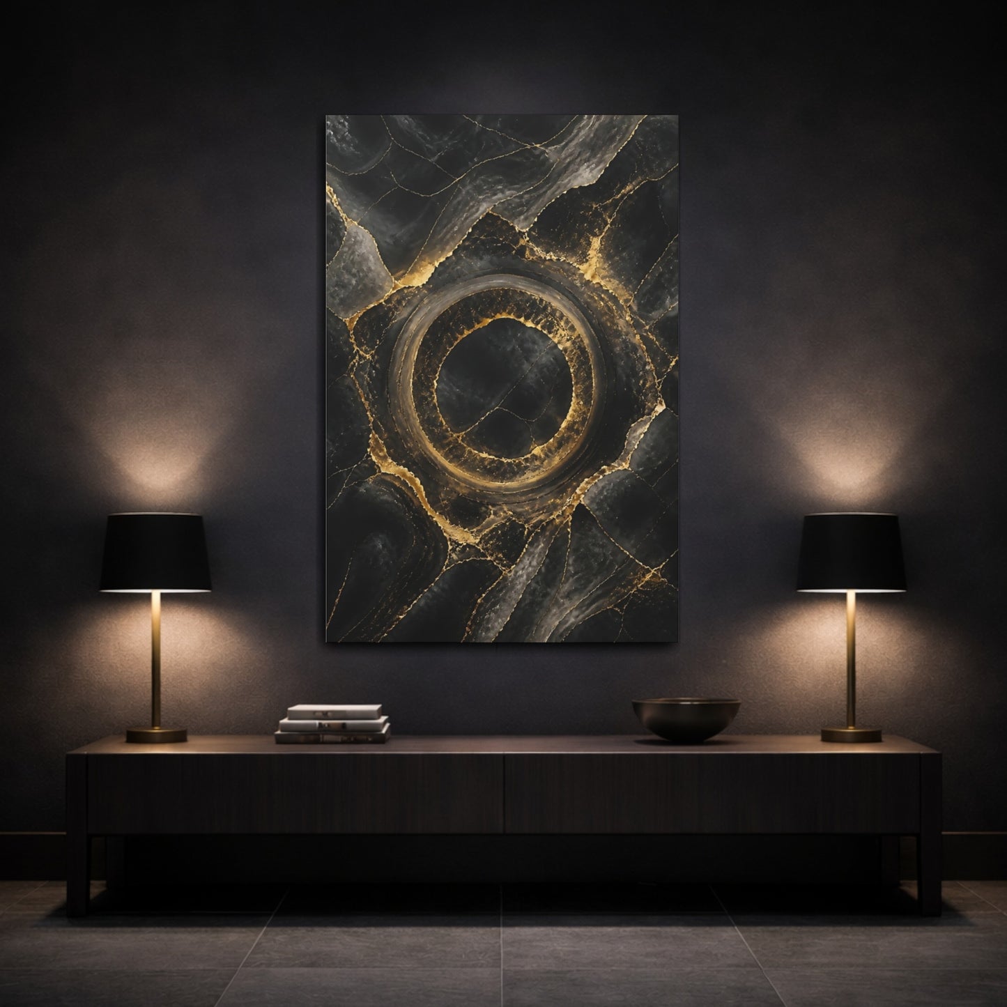 Mockup 3. Abstract Marble Ring shown as canvas print