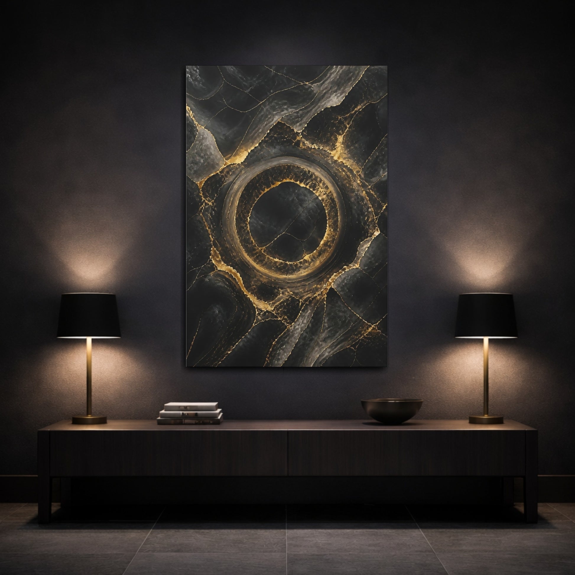 Mockup 3. Abstract Marble Ring shown as canvas print