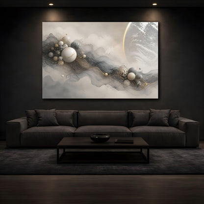 Mockup 3. Abstract Marble Spheres shown as canvas print
