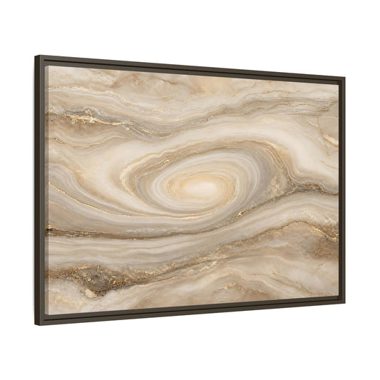 Main Mockup. Abstract Marble Swirl Beige Gold Swirl shown as stretched canvas wall art