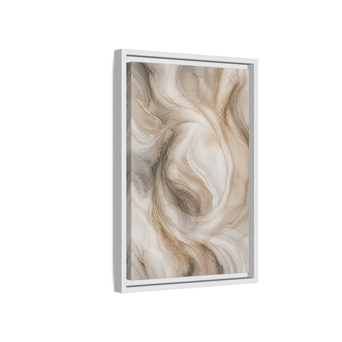 Side Mockup 4. Abstract Marble Swirl shown as framed canvas print