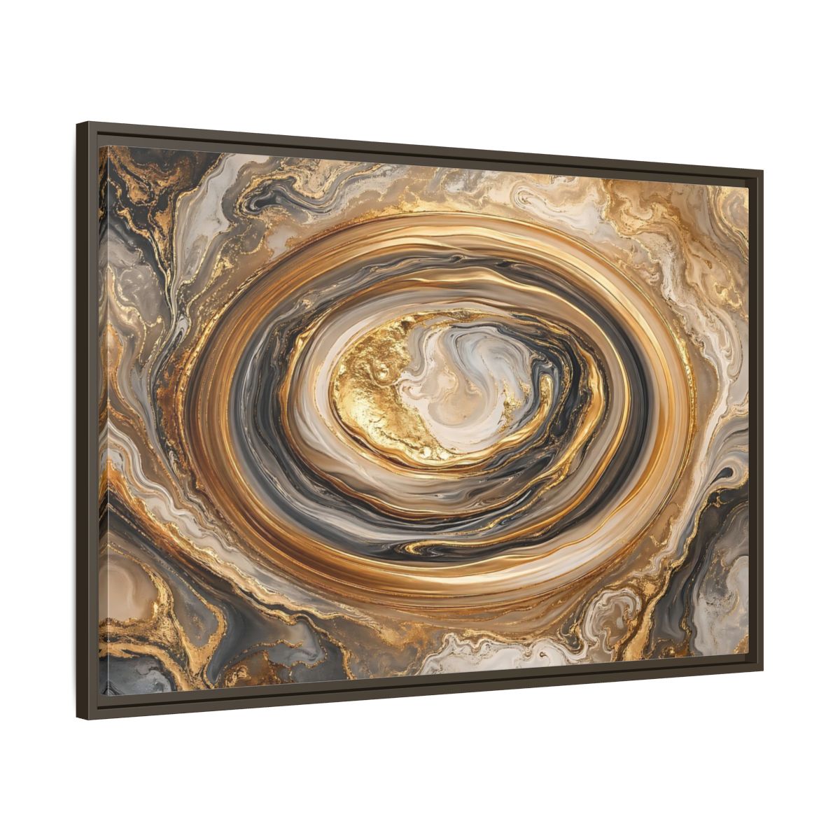 Main Mockup. Abstract Marble Swirl Gold Black White Abstract shown as stretched canvas wall art