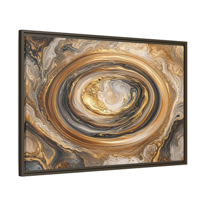 Main Mockup. Abstract Marble Swirl Gold Black White Abstract shown as stretched canvas wall art