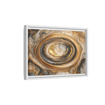 Side Mockup 4. Abstract Marble Swirl Gold Black White Abstract shown as stretched canvas wall art
