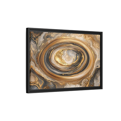Side Mockup 3. Abstract Marble Swirl Gold Black White Abstract shown as stretched canvas wall art