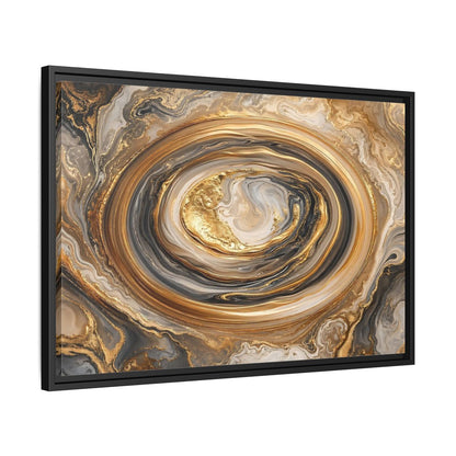 Side Mockup 14. Abstract Marble Swirl Gold Black White Abstract shown as stretched canvas wall art