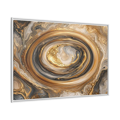 Side Mockup 7. Abstract Marble Swirl Gold Black White Abstract shown as stretched canvas wall art