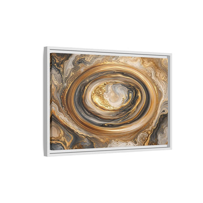 Side Mockup 1. Abstract Marble Swirl Gold Black White Abstract shown as stretched canvas wall art