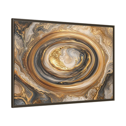 Side Mockup 8. Abstract Marble Swirl Gold Black White Abstract shown as stretched canvas wall art