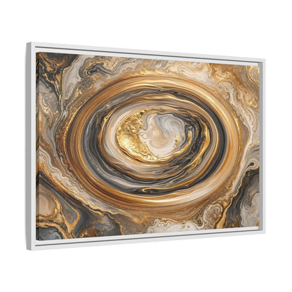 Side Mockup 10. Abstract Marble Swirl Gold Black White Abstract shown as stretched canvas wall art