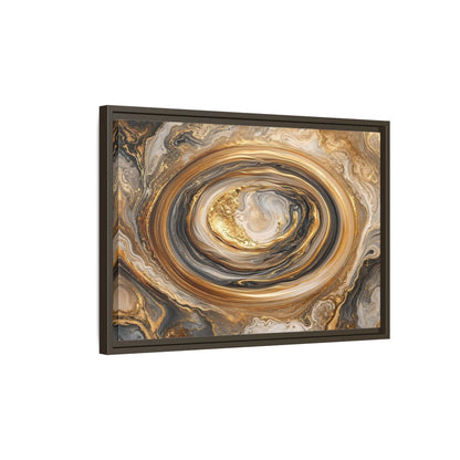 Side Mockup 2. Abstract Marble Swirl Gold Black White Abstract shown as stretched canvas wall art