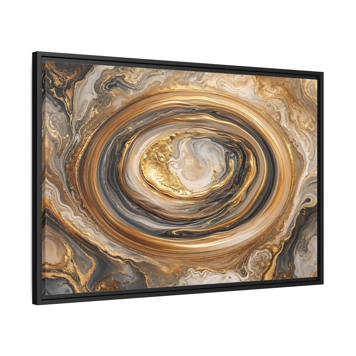 Side Mockup 13. Abstract Marble Swirl Gold Black White Abstract shown as stretched canvas wall art