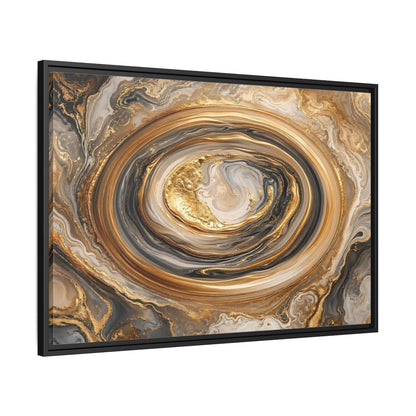 Side Mockup 13. Abstract Marble Swirl Gold Black White Abstract shown as stretched canvas wall art