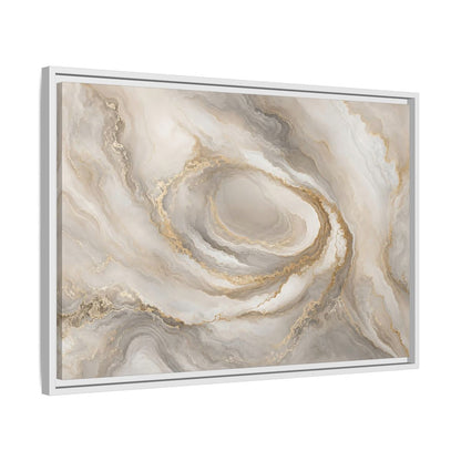 Side Mockup 10. Abstract Marble Swirl Neutral Gold Swirl shown as stretched canvas wall art