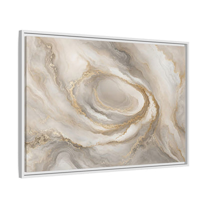 Side Mockup 9. Abstract Marble Swirl Neutral Gold Swirl shown as stretched canvas wall art