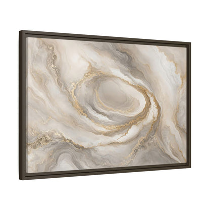 Side Mockup 11. Abstract Marble Swirl Neutral Gold Swirl shown as stretched canvas wall art