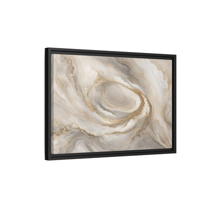 Side Mockup 3. Abstract Marble Swirl Neutral Gold Swirl shown as stretched canvas wall art