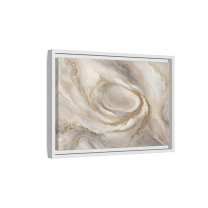 Side Mockup 4. Abstract Marble Swirl Neutral Gold Swirl shown as stretched canvas wall art