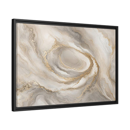 Side Mockup 14. Abstract Marble Swirl Neutral Gold Swirl shown as stretched canvas wall art