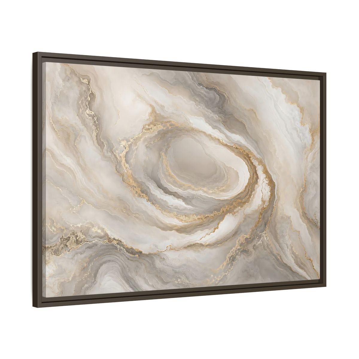 Main Mockup. Abstract Marble Swirl Neutral Gold Swirl shown as stretched canvas wall art