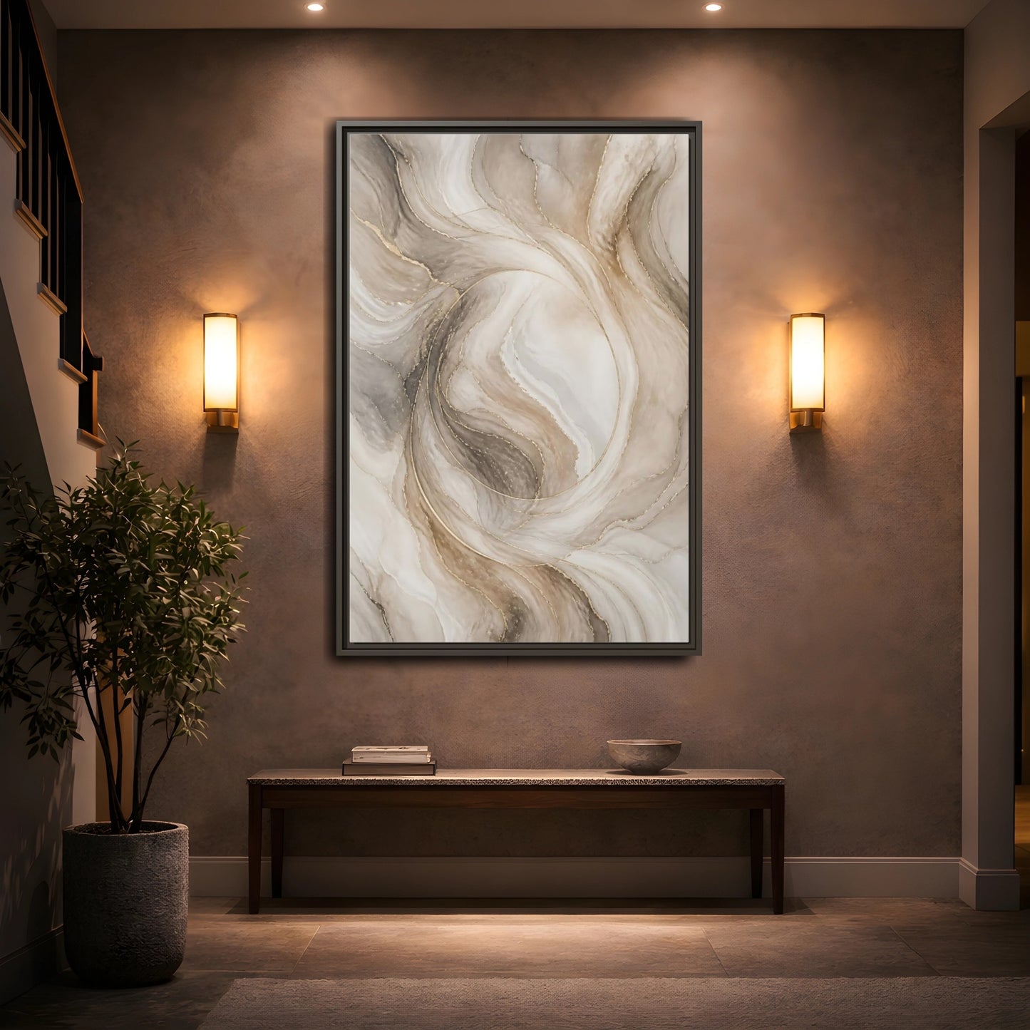 Mockup 2. Abstract Marble Swirl shown as framed canvas print