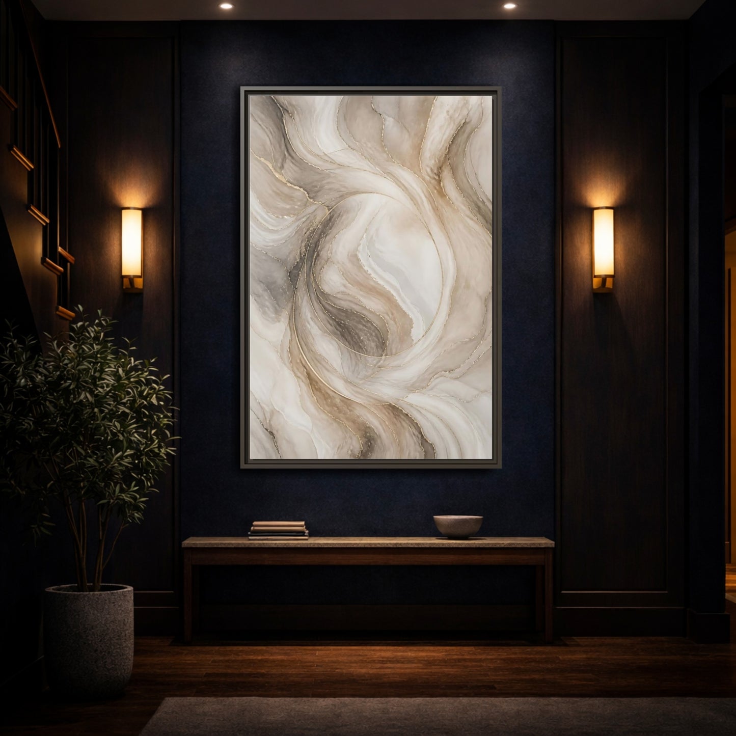 Mockup 4. Abstract Marble Swirl shown as framed canvas print