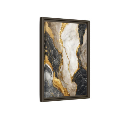 Abstract Marble Texture Black White Gold Framed Canvas Wall Art - Living Room shown as canvas wall art