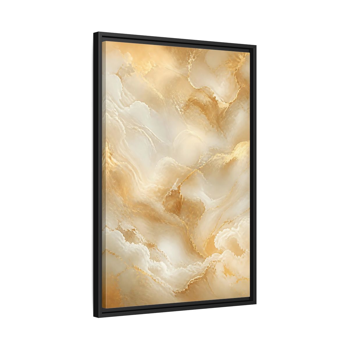 Side Mockup 14. Abstract Marble Texture Gold And White Marble shown as stretched canvas wall art