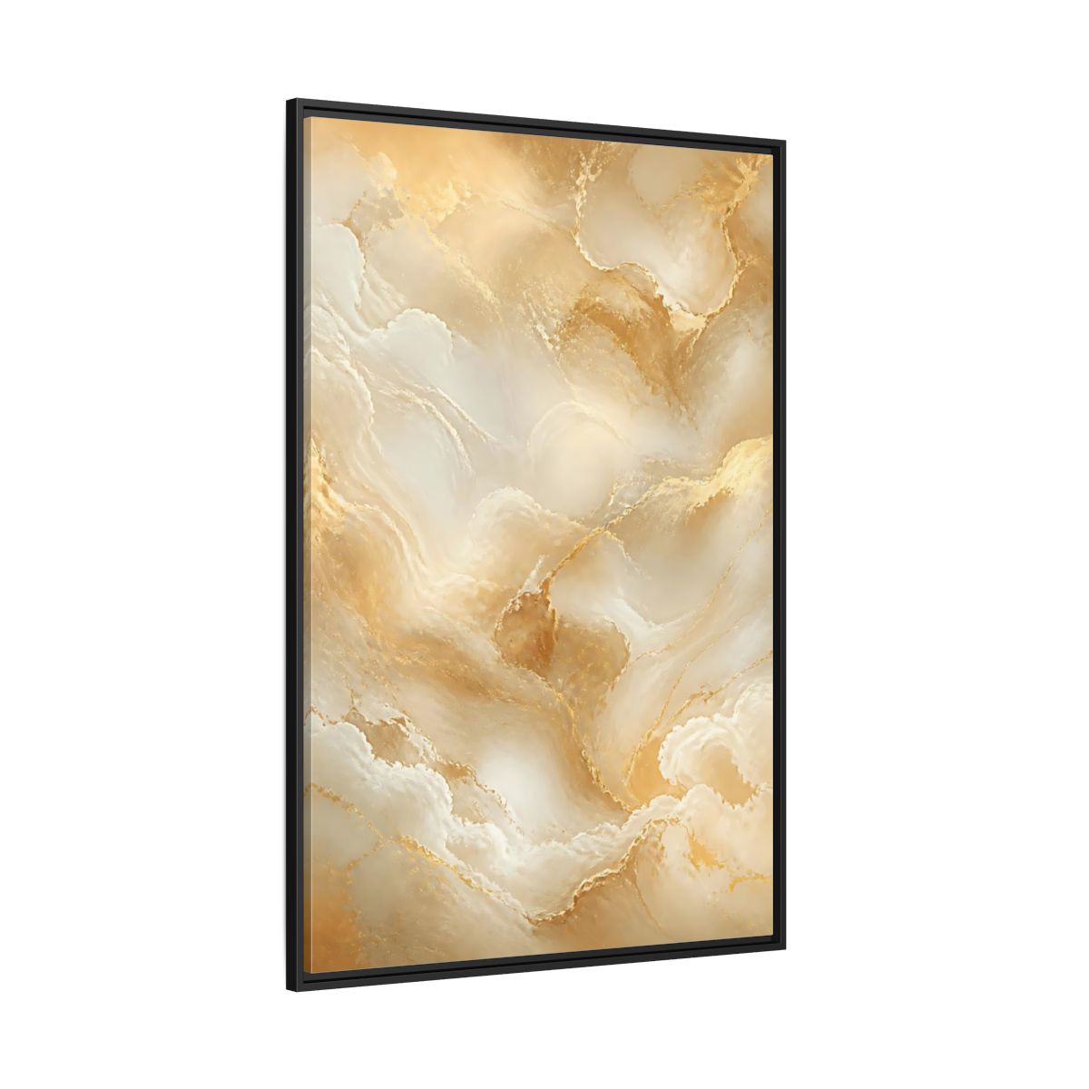 Side Mockup 12. Abstract Marble Texture Gold And White Marble shown as stretched canvas wall art