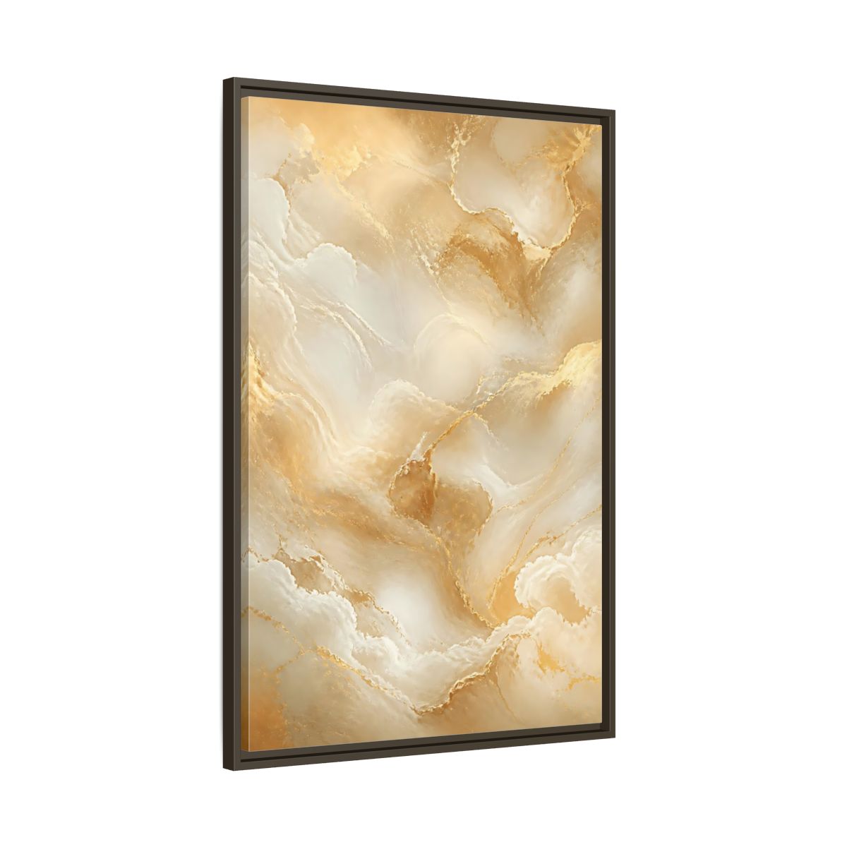 Main Mockup. Abstract Marble Texture Gold And White Marble shown as stretched canvas wall art