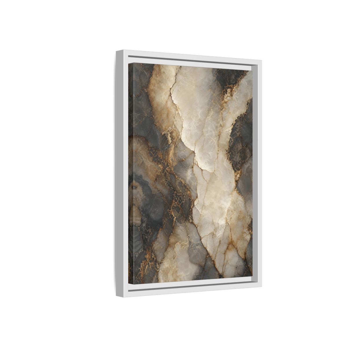 Side Mockup 4. Abstract Marble Texture Gold Marble shown as stretched canvas wall art