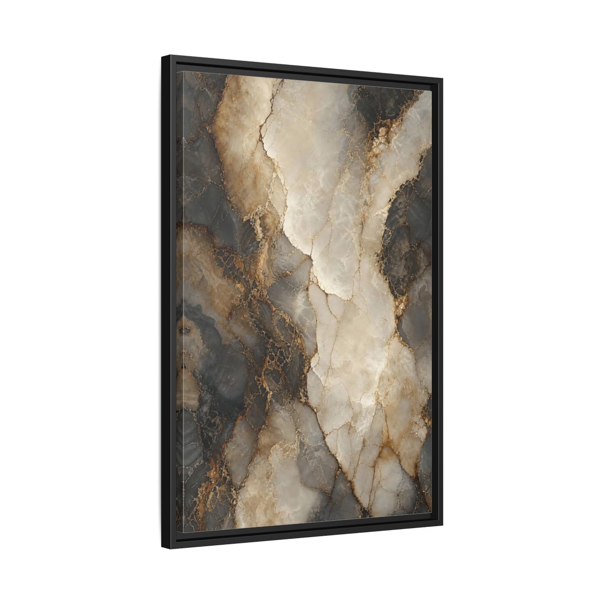 Side Mockup 14. Abstract Marble Texture Gold Marble shown as stretched canvas wall art