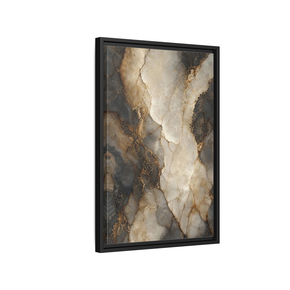 Side Mockup 3. Abstract Marble Texture Gold Marble shown as stretched canvas wall art