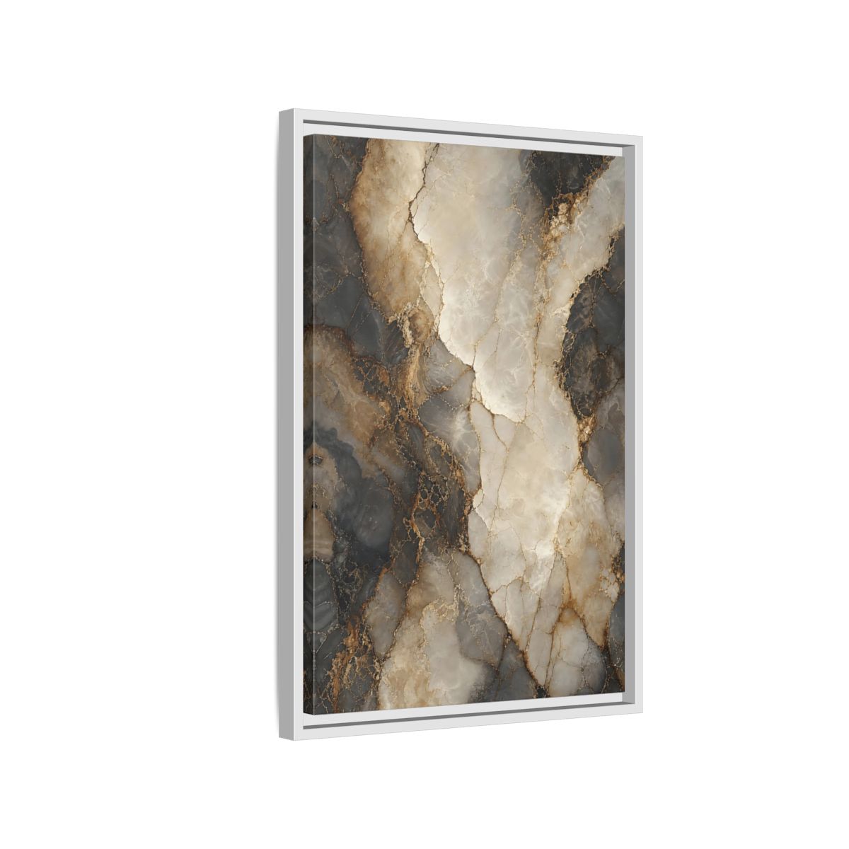 Side Mockup 1. Abstract Marble Texture Gold Marble shown as stretched canvas wall art