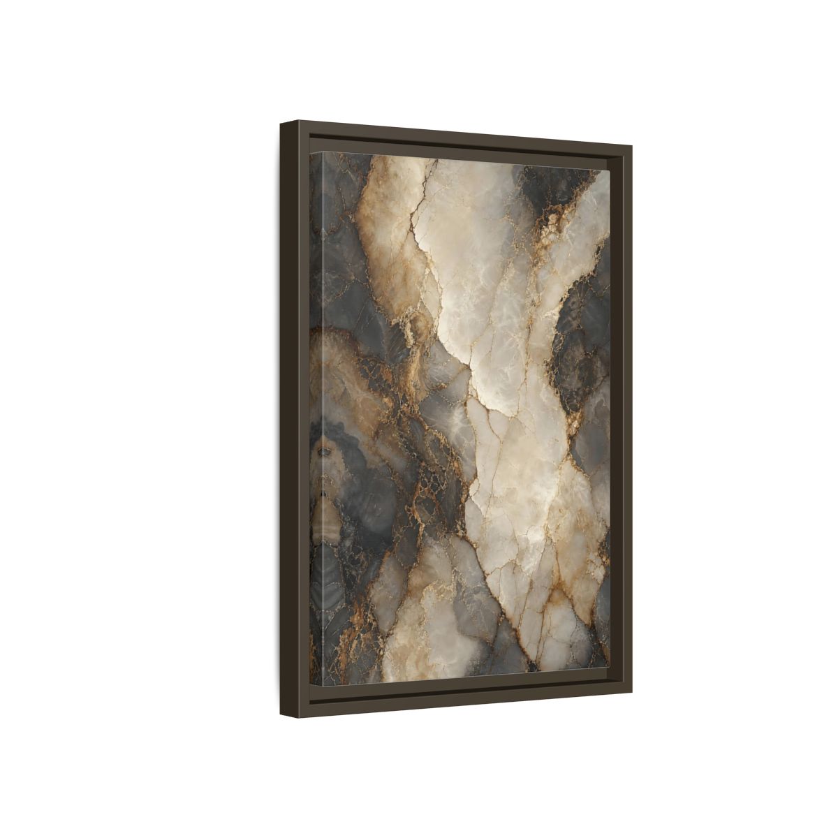 Side Mockup 5. Abstract Marble Texture Gold Marble shown as stretched canvas wall art