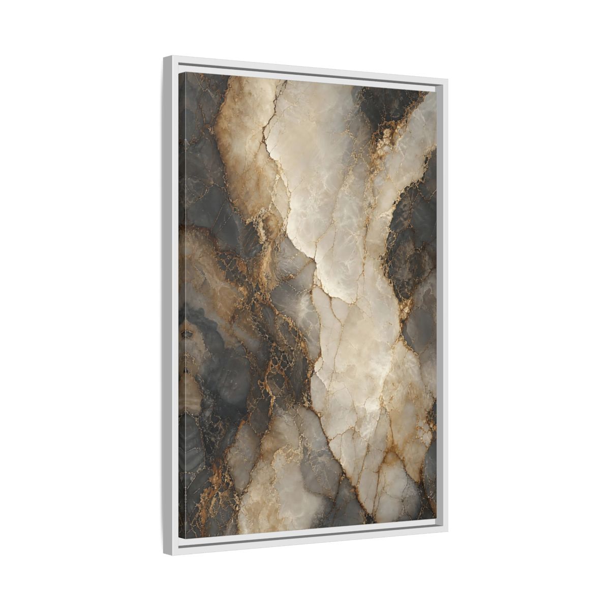 Side Mockup 10. Abstract Marble Texture Gold Marble shown as stretched canvas wall art