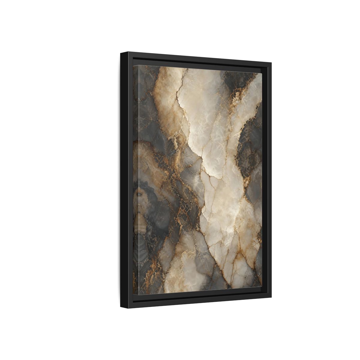 Side Mockup 6. Abstract Marble Texture Gold Marble shown as stretched canvas wall art