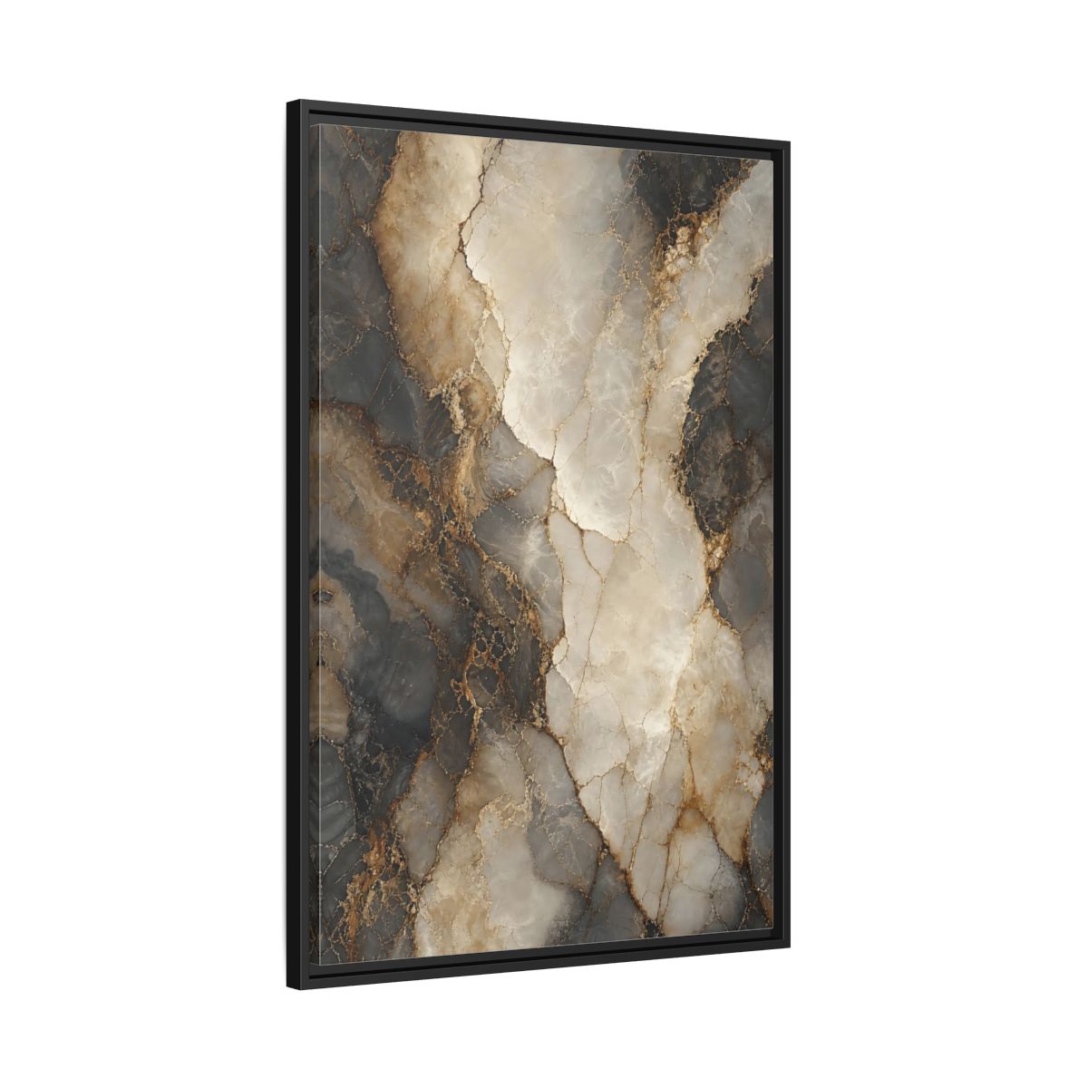 Side Mockup 13. Abstract Marble Texture Gold Marble shown as stretched canvas wall art