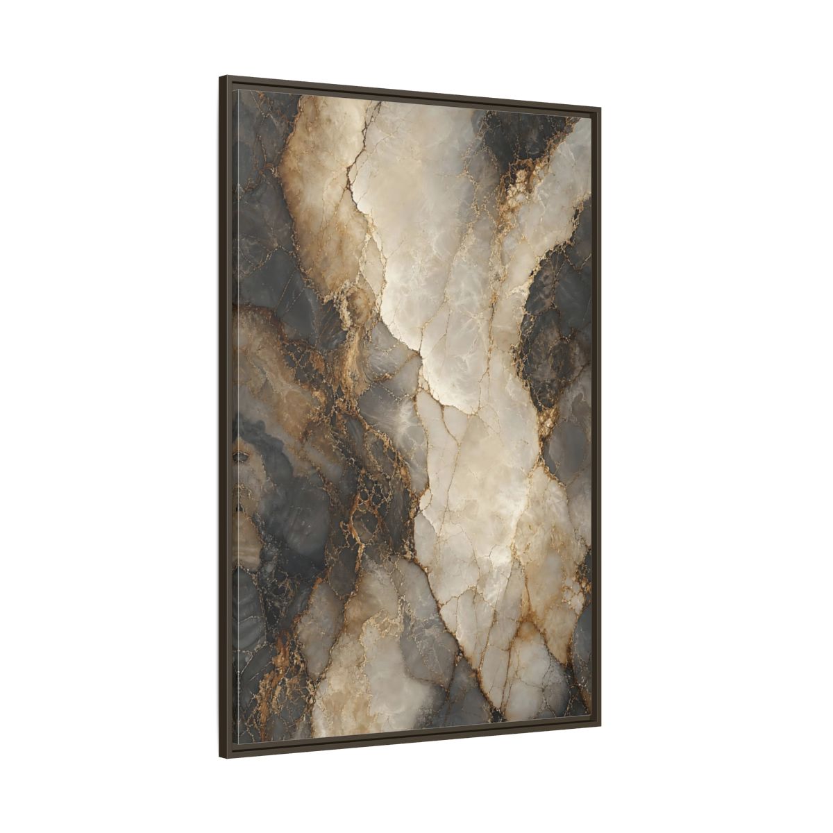 Side Mockup 8. Abstract Marble Texture Gold Marble shown as stretched canvas wall art