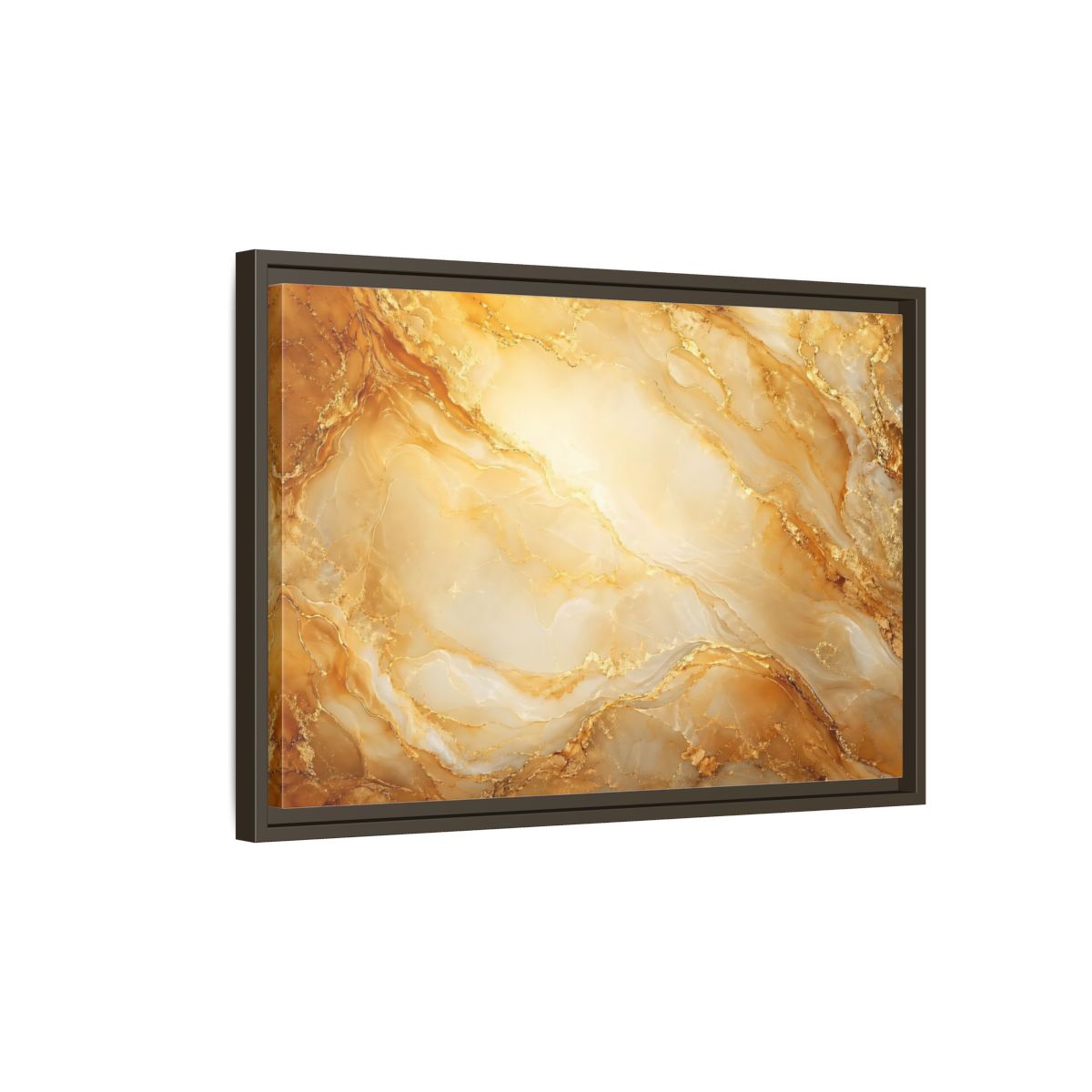 Side Mockup 2. Abstract Marble Texture Gold Marble shown as stretched canvas wall art